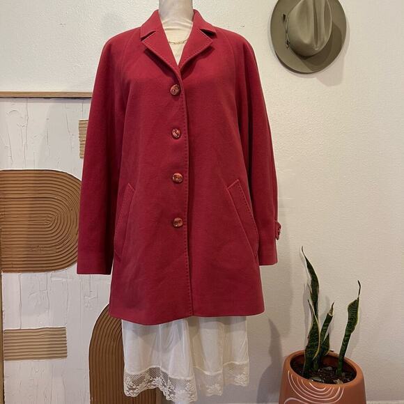 Pendleton Pink 100% Lambswool Long Button Front Peacoat Winter Coat - Picture 14 of 15